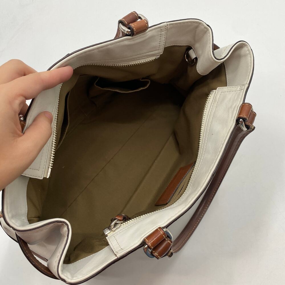 Coach white & brown leather hampton shoulder bag - Picture 6 of 9
